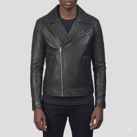 Men's Danny Quilted Black Leather Biker Jacket