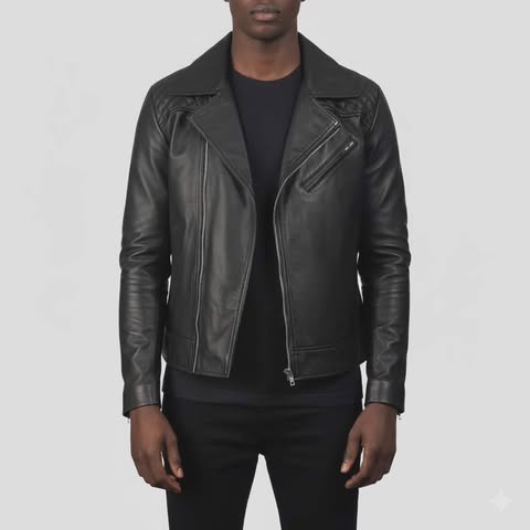 Men's Danny Quilted Black Leather Biker Jacket