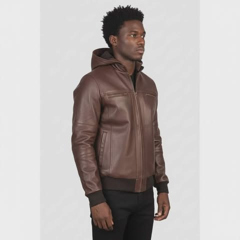 Men's Bouncer Biz Brown Leather Bomber Jacket