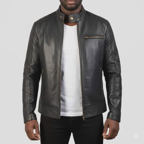 Mens's Dean Black Leather Biker Jacket