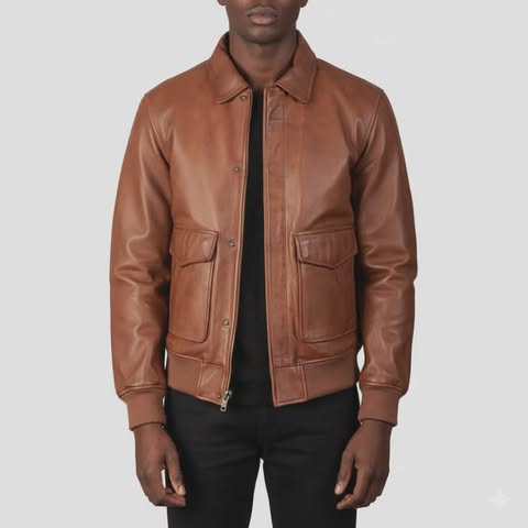A2 Coffmen Brown Bomber Leather Jacket