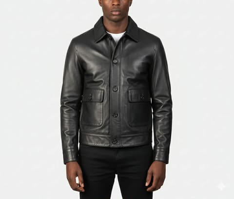 Men's Columbus Black Leather Bomber Jacket